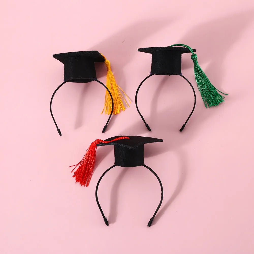 British style pet hair band and matching bow tie set on a model, shown in yellow, red, green, and black plaid options.