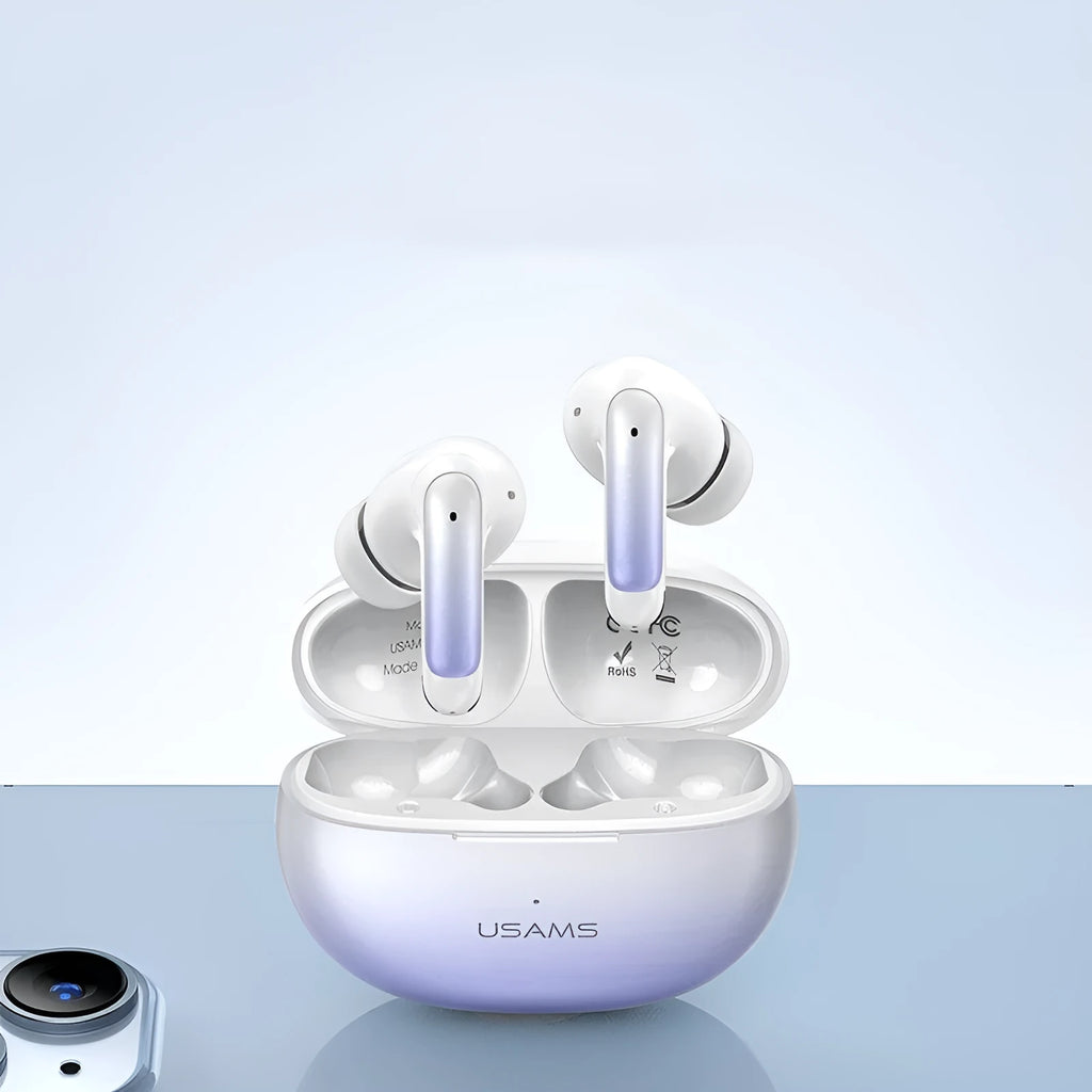 Wireless sports gaming Bluetooth headset in gradient blue colour with in-ear design