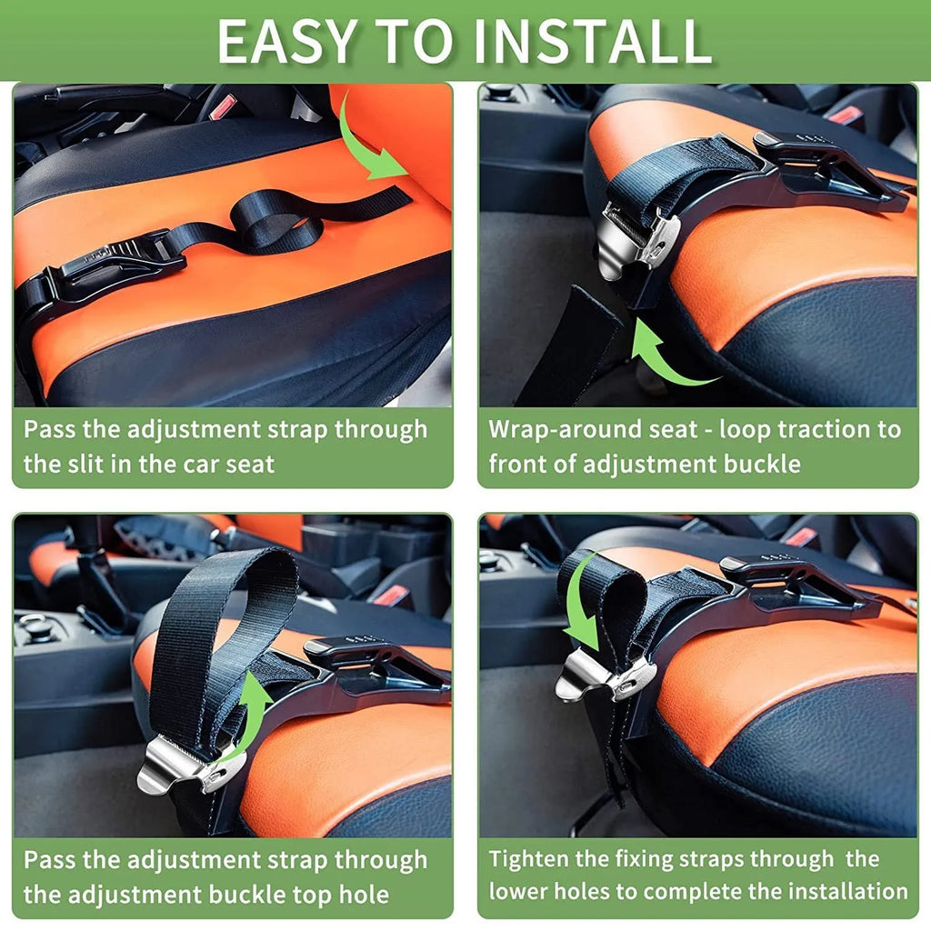 Black ABS polyester pregnancy seat belt adjuster with metal safety buckle
