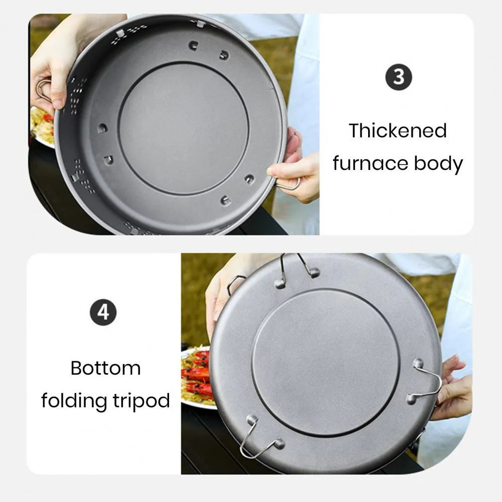 Portable stainless steel campfire grill with detachable split design, white, 31cm by 31cm, for outdoor BBQ camping and picnics