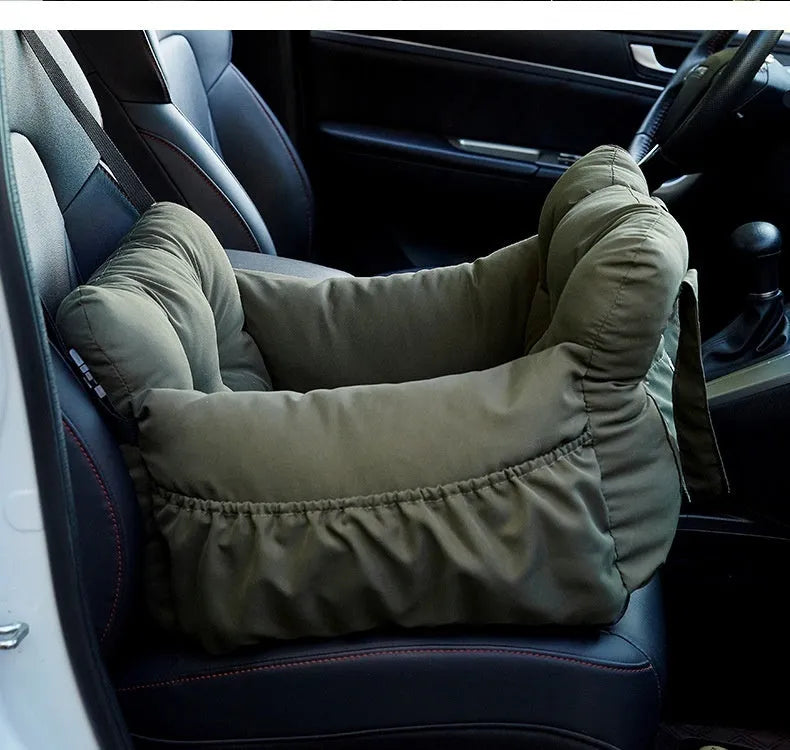 Green cloth pet car bed dog safety seat for dogs and cats, available in S and L
