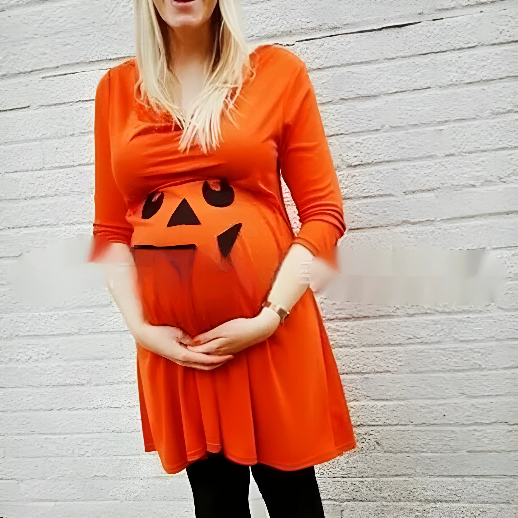 Orange cotton maternity dress for pregnancy wear in sizes S to 5XL