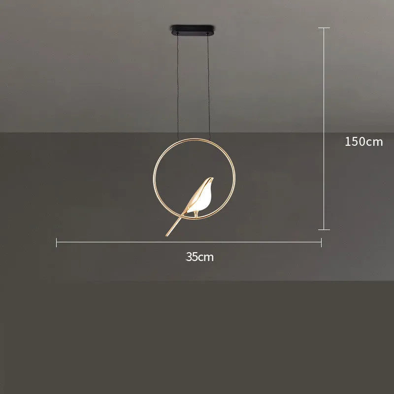 Modern minimalist magpie bird chandelier light fitting in zinc alloy and acrylic