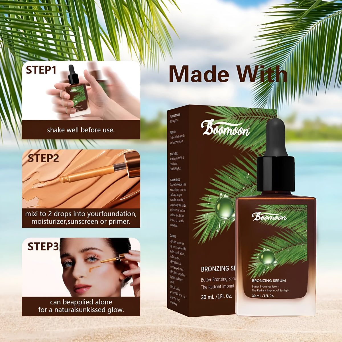 Bronze Black 30ml contact lens care solution bottle measuring 101mm tall