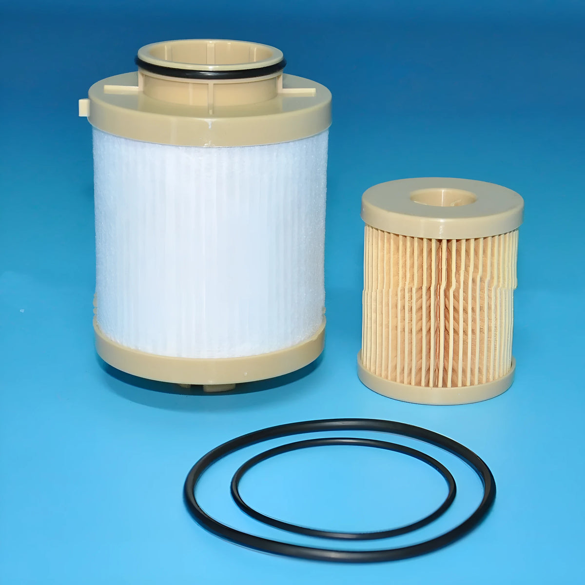 FD4616 diesel fuel filter for Ford F350 F550 6.0L engine showing 106mm height and replacement part numbers
