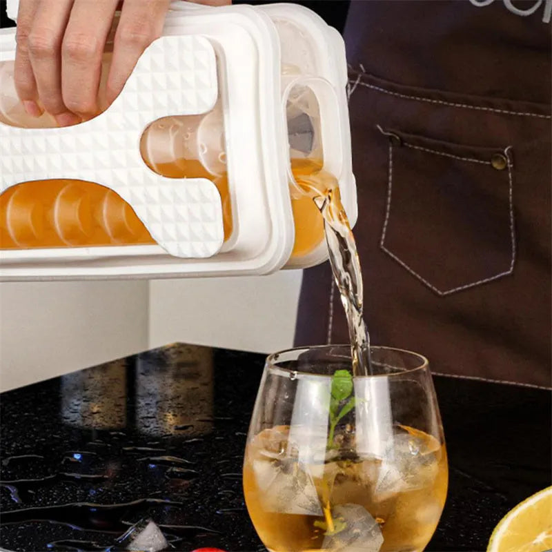 2in1 silicone ice ball mold ice maker water bottle in light grey, sky blue, and white