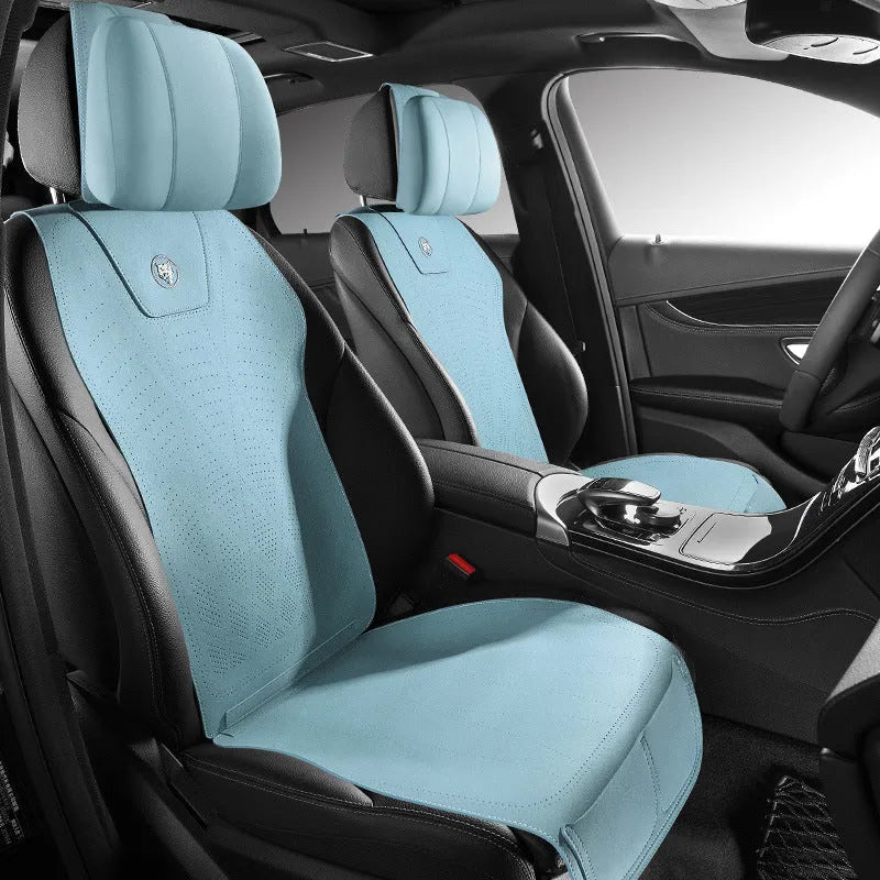 Ultra-thin tailored leather car seat cover with gradient hole pattern in Hermes orange colour