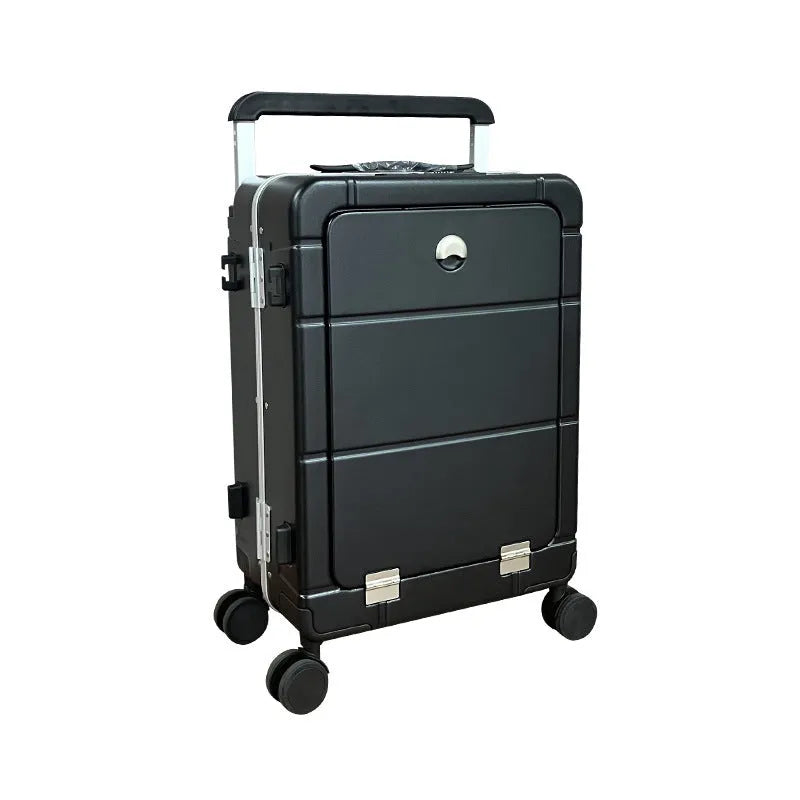 20-inch front opening suitcase in four colours with dry wet separation compartment and universal wheels