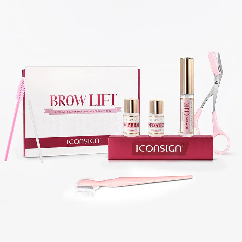 Pink eyebrow quick ironing tool in eyebrow scalding suit kit for keratosis treatment and brow styling