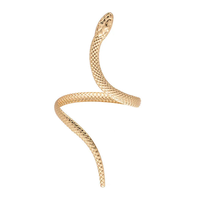 Gold tone simulated snake jewellery set with twisted winding ring and bracelet