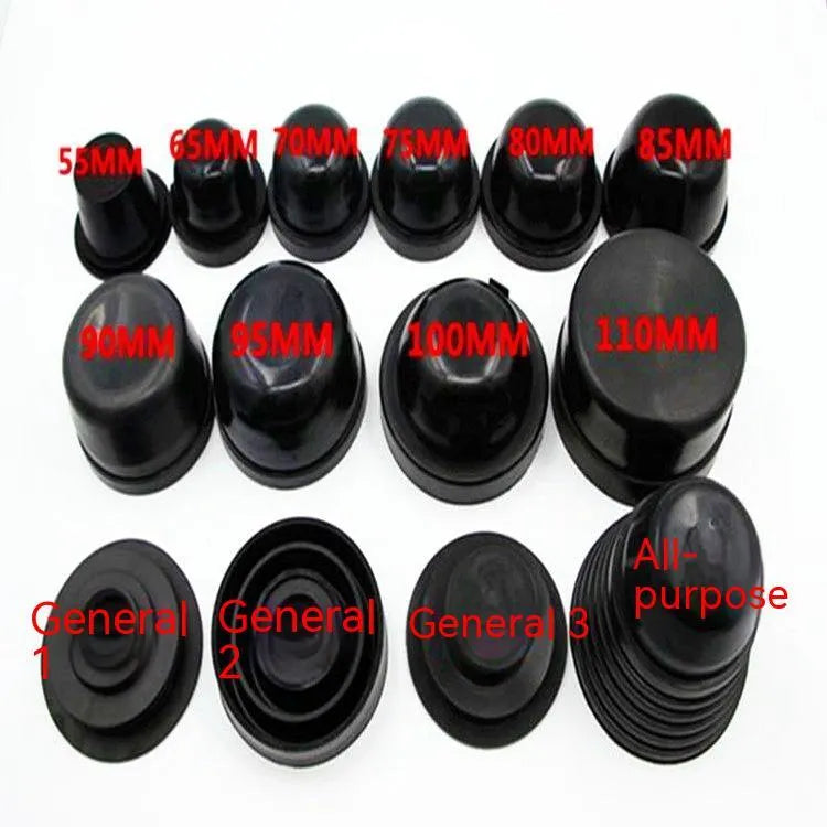 Black silicone 90mm dust cover for General Motors car headlight rear seal protection.