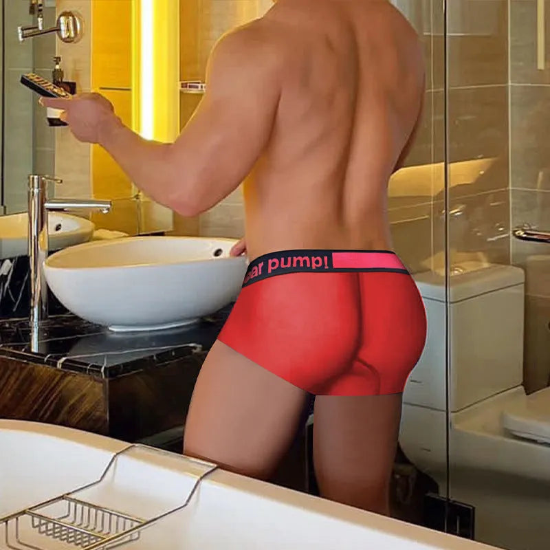Men's low waist underwear with gradient laser pattern in breathable nylon modal fabric