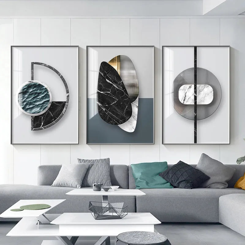 Abstract geometric pattern printed on a canvas painting for wall decoration