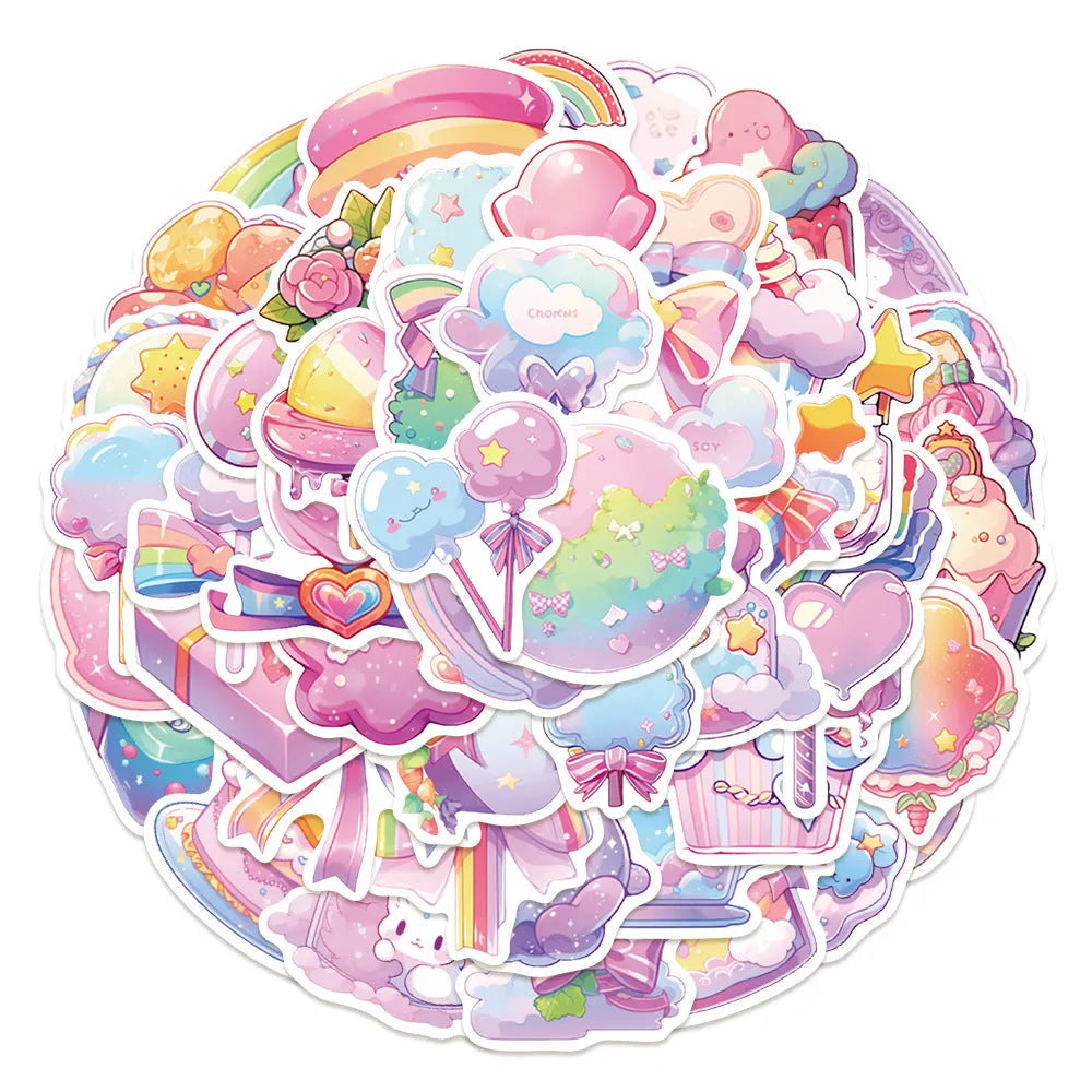 Waterproof decorative stickers with fresh candy designs measuring 4-7cm for hand account decoration