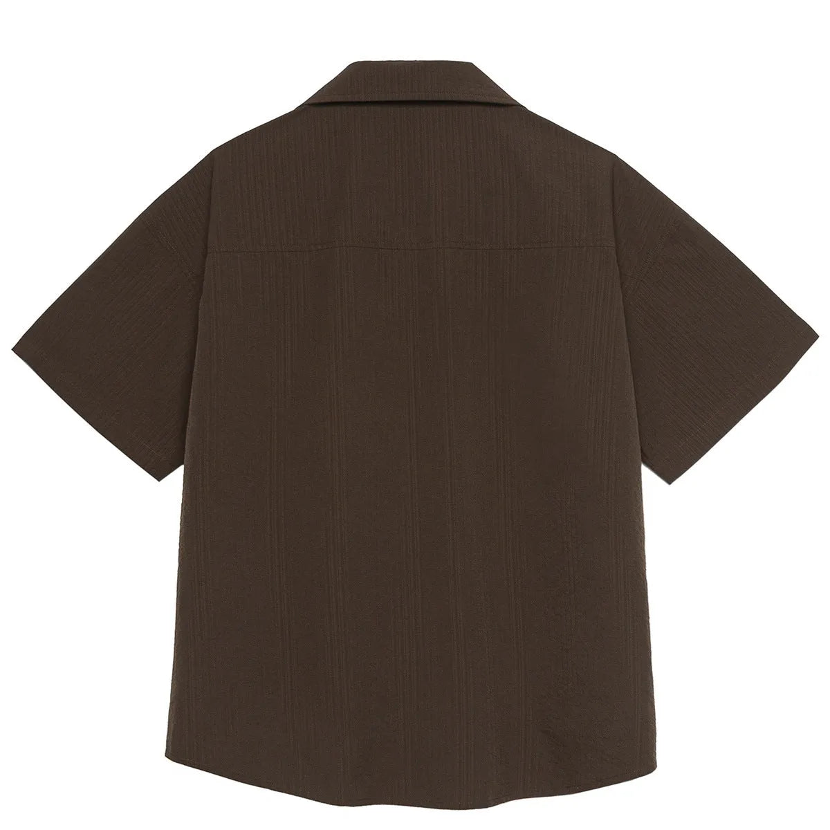 Brown striped Cuban collar short sleeve shirt with waterproof quick-dry polyester fabric for outdoor camping