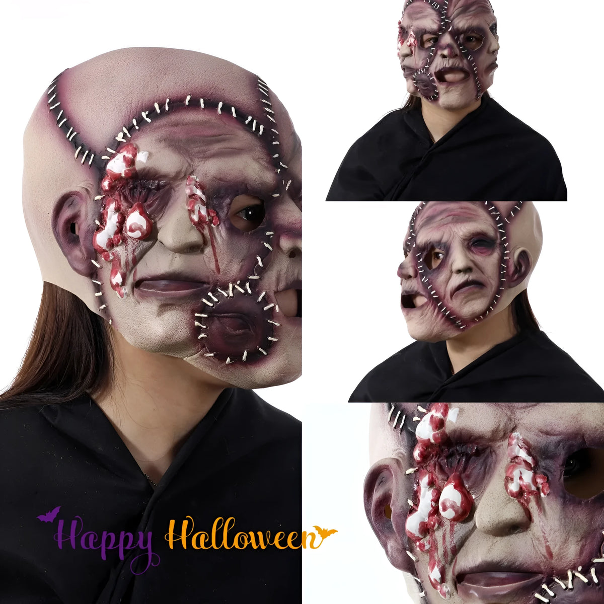 Adult three-sided grimace horror mask made from natural latex for Halloween cosplay.
