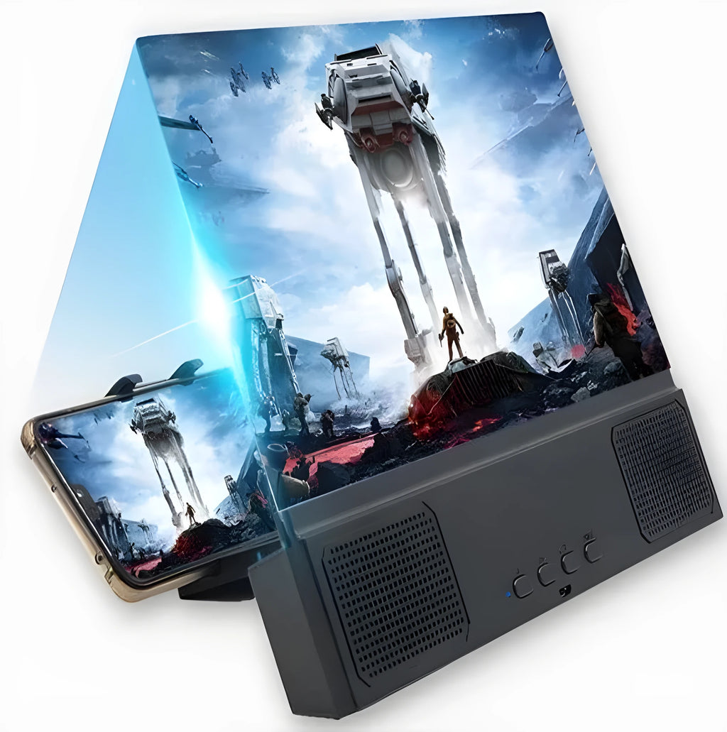 12-inch mobile phone screen amplifier with ABS casing and built-in speaker.