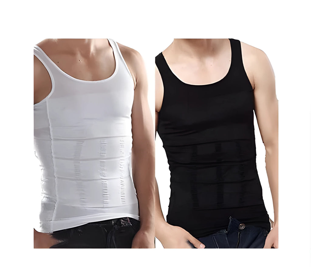 Men's compression vest shaper in black, flesh or white, sizes S to XXXL, Asian fit