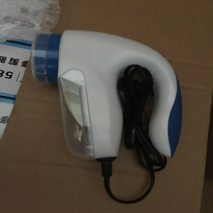 Blue electric lint remover for clothes, fleece and woolen coats with Europe plug and straight-in design