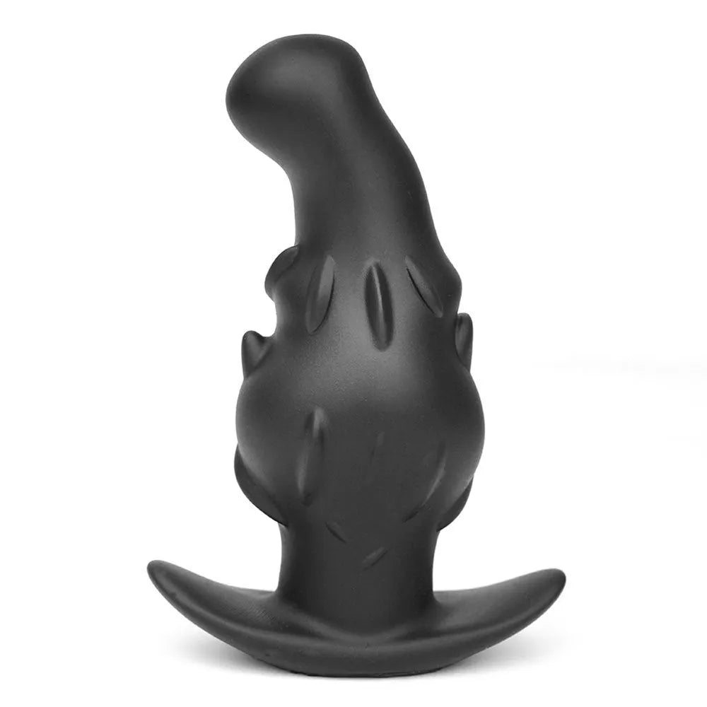 Purple, gold, and black unisex silicone masturbator adult toy in S, M, L, XL sizes.