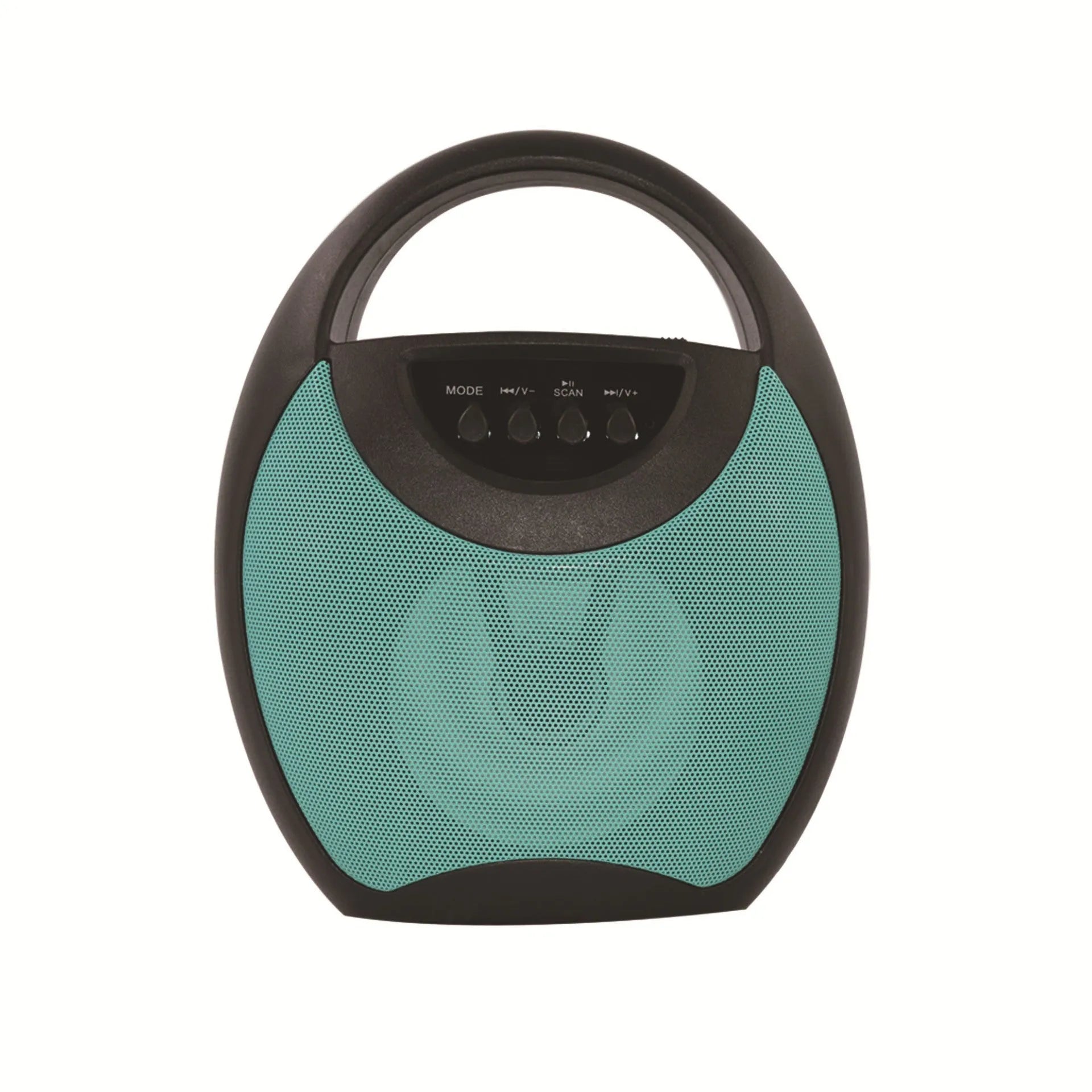 Portable Bluetooth speaker in black plastic casing with USB and SD card slots