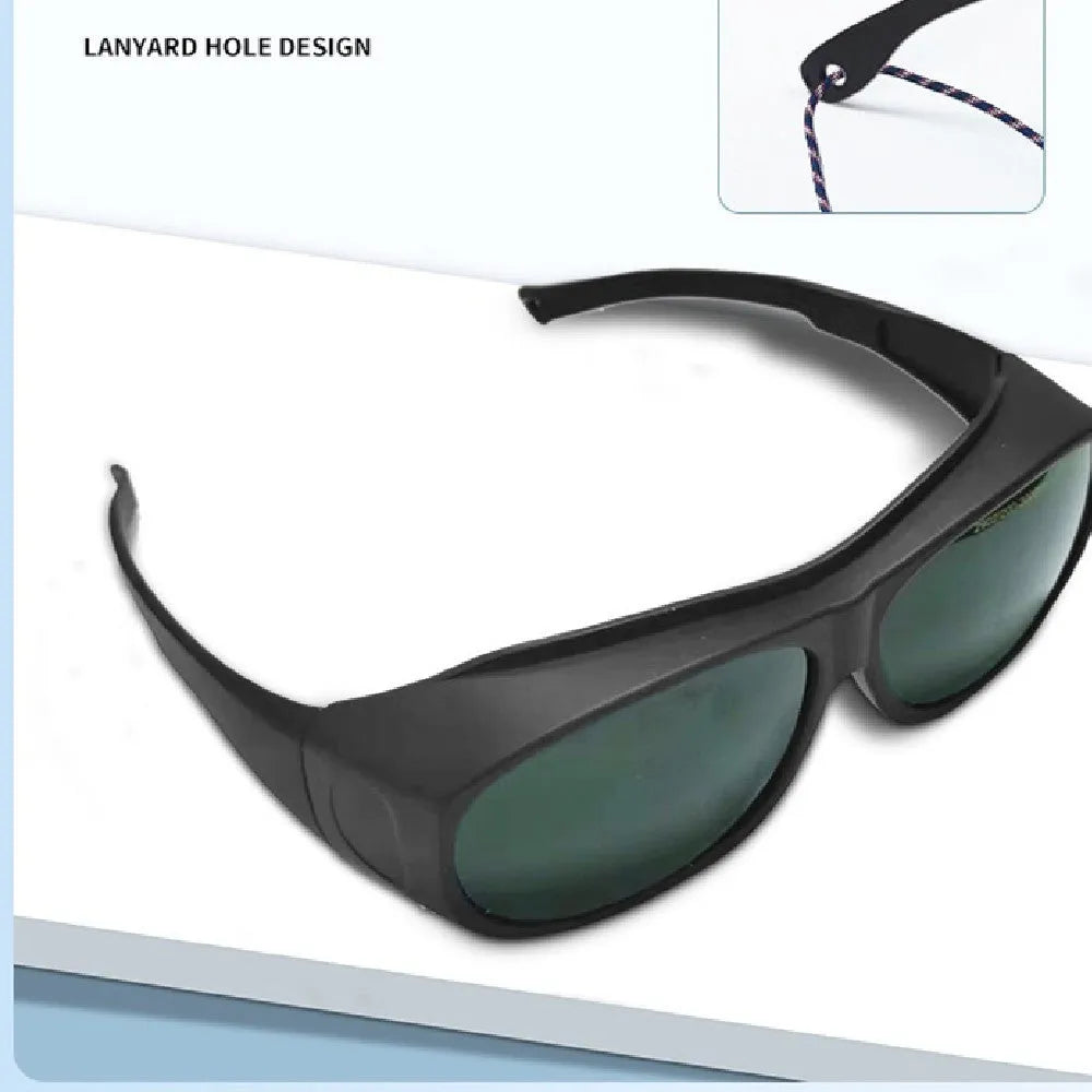 Single-piece laser safety goggles for 200-2000nm wavelength protection in photon skin rejuvenation and welding