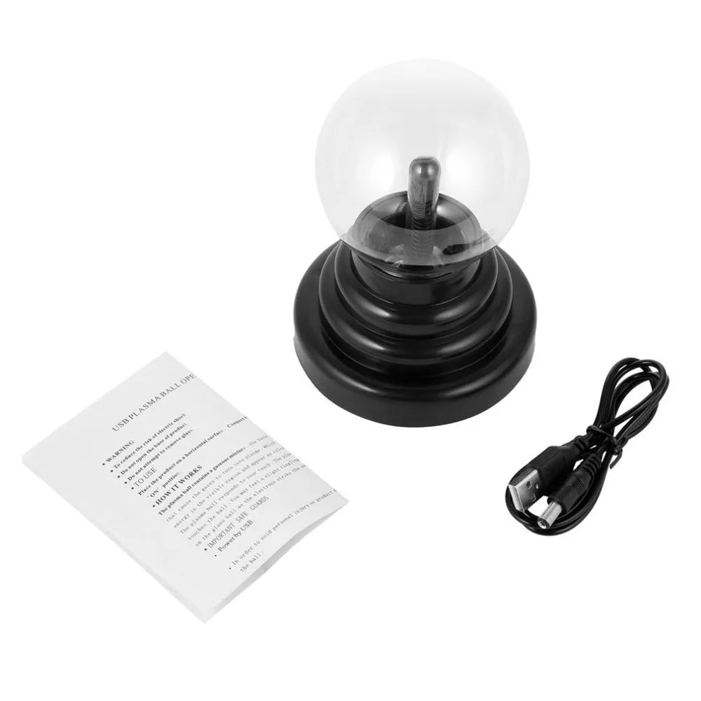 Colourful USB-powered magic ball light with 7.62 cm glass sphere on ABS base