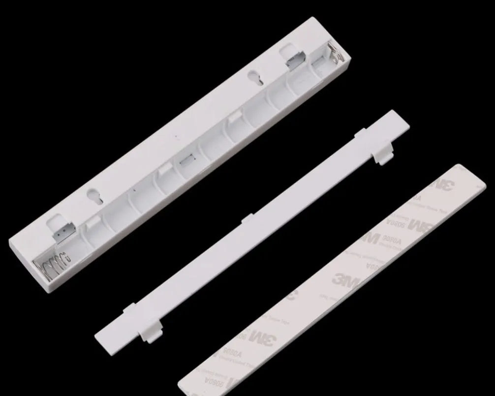 Silver aluminium LED motion sensor light with magnetic back for wardrobe and cupboard mounting.