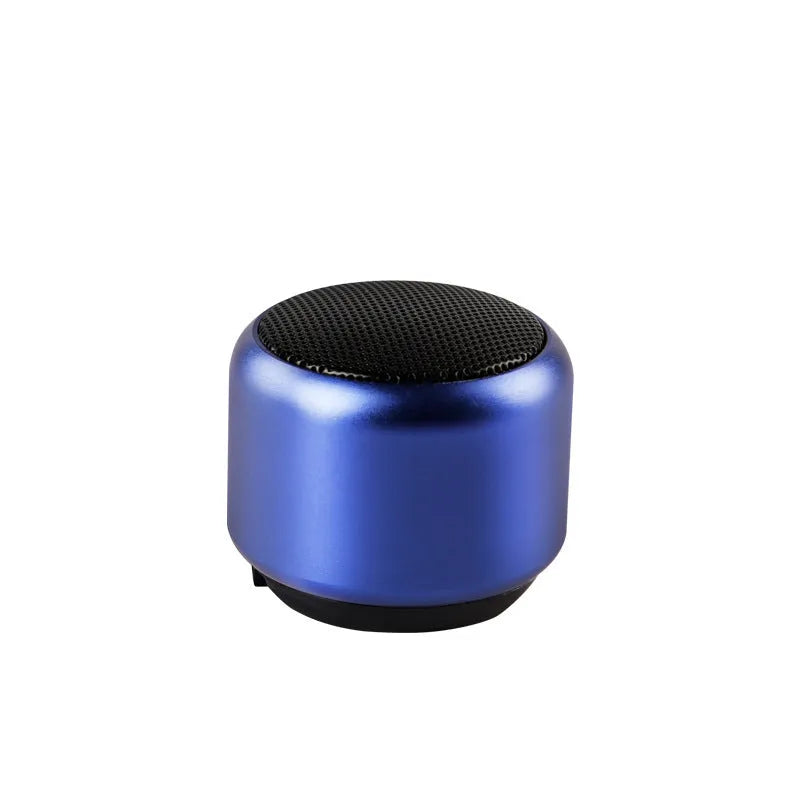 Small portable Bluetooth wireless speaker in black, blue, gold, and pink colour options.