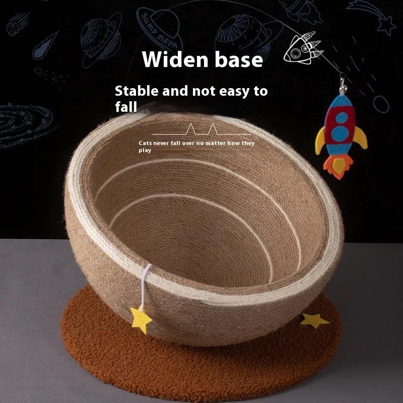 Large integrated cat scratching basin and bed with sisal rope scratching surface and flannel sleeping area