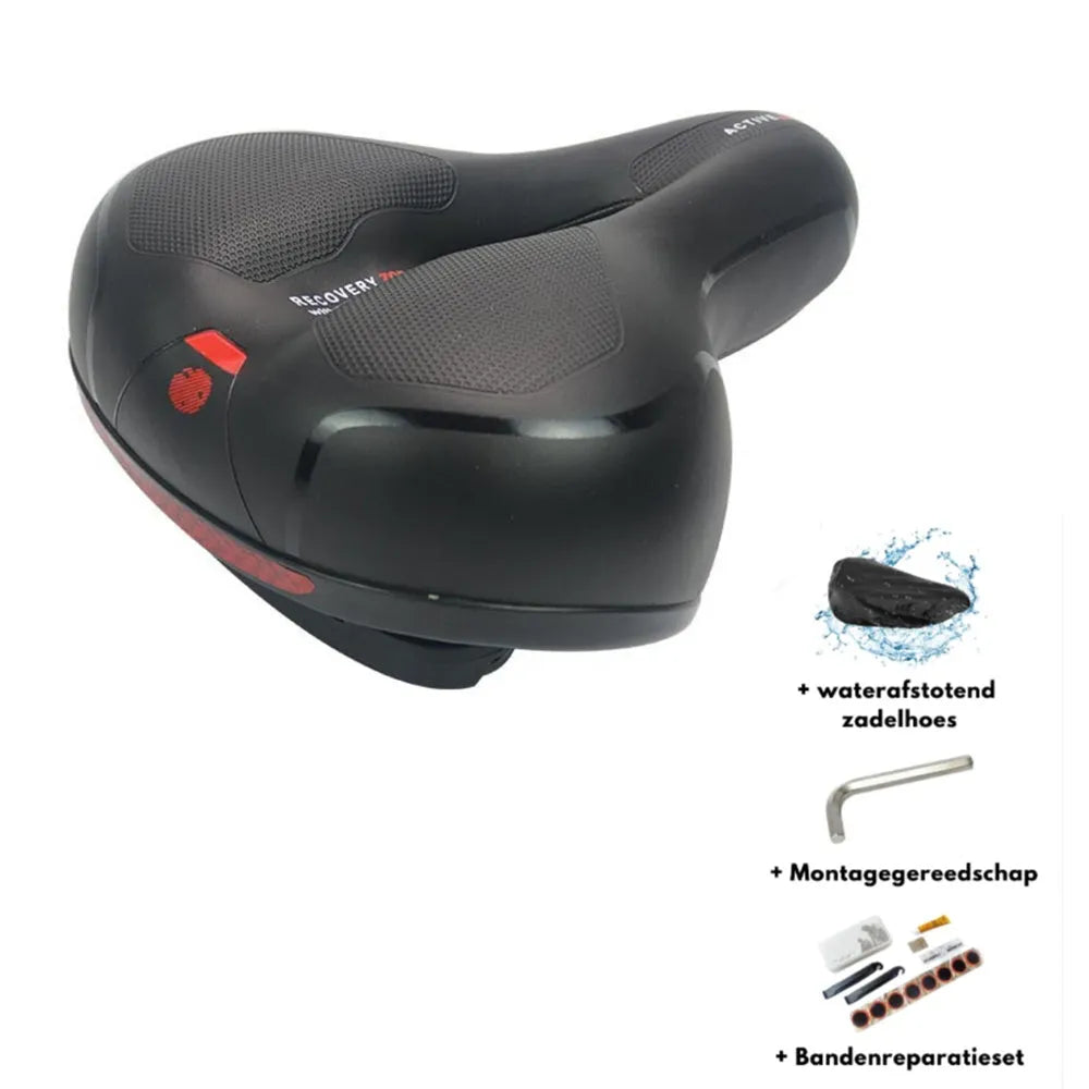 Bicycle cushion with waterproof cover and repair tools including wrench and tire patches