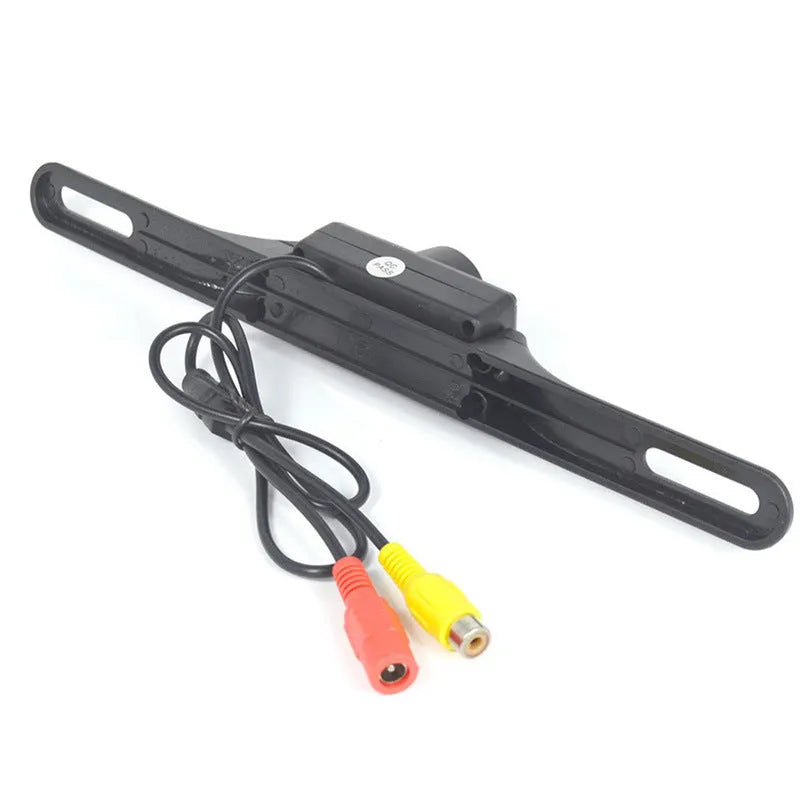 Car rear view camera with license plate frame, 170-degree angle, IP68 waterproof, distance ruler, and 6-metre video cable