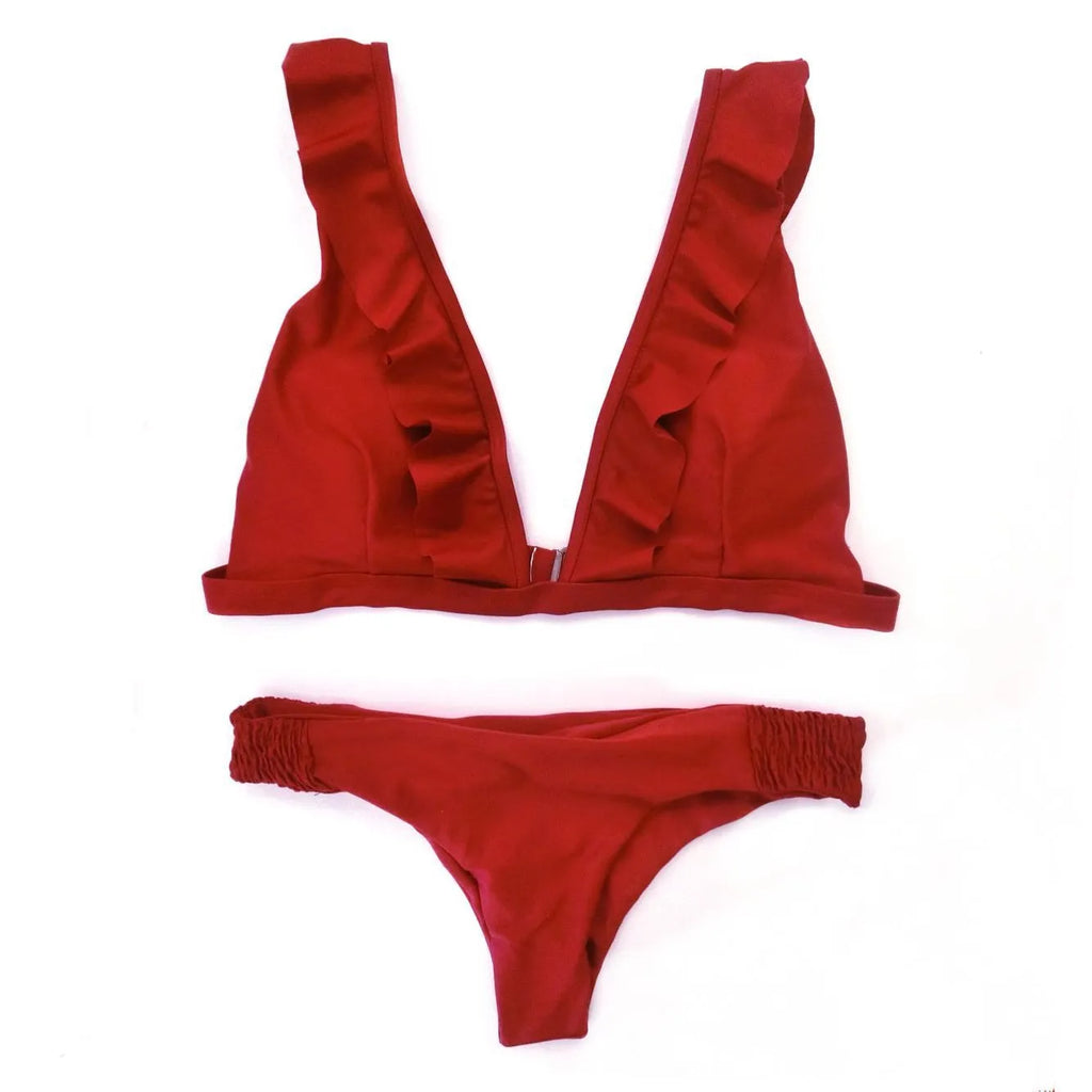 Sexy split bikini set in polyester with size guide S to XL for women