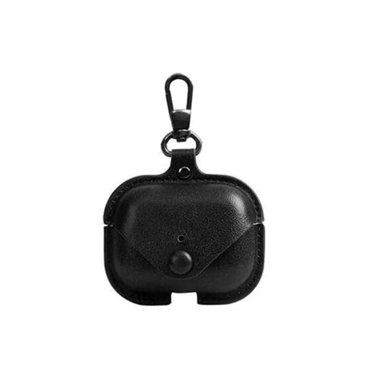 AirPods Pro protective leather case sleeve in PU with cross pattern design showing precise fit dimensions