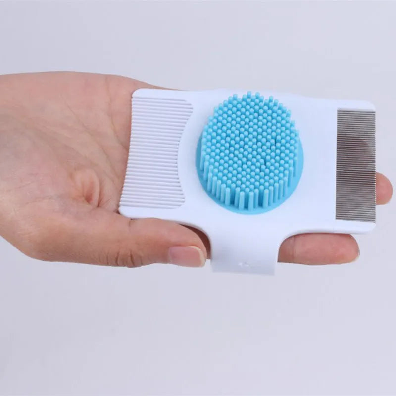 Blue and green ABS plastic multifunctional dog grooming comb for hair removal and massage