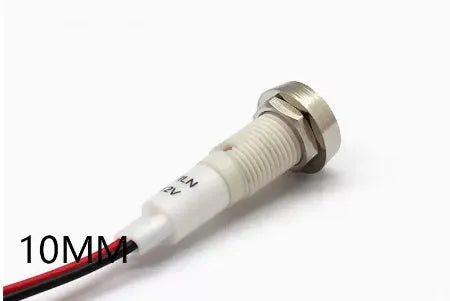 10mm stainless steel edge plastic indicator light with wired flat end metal connection
