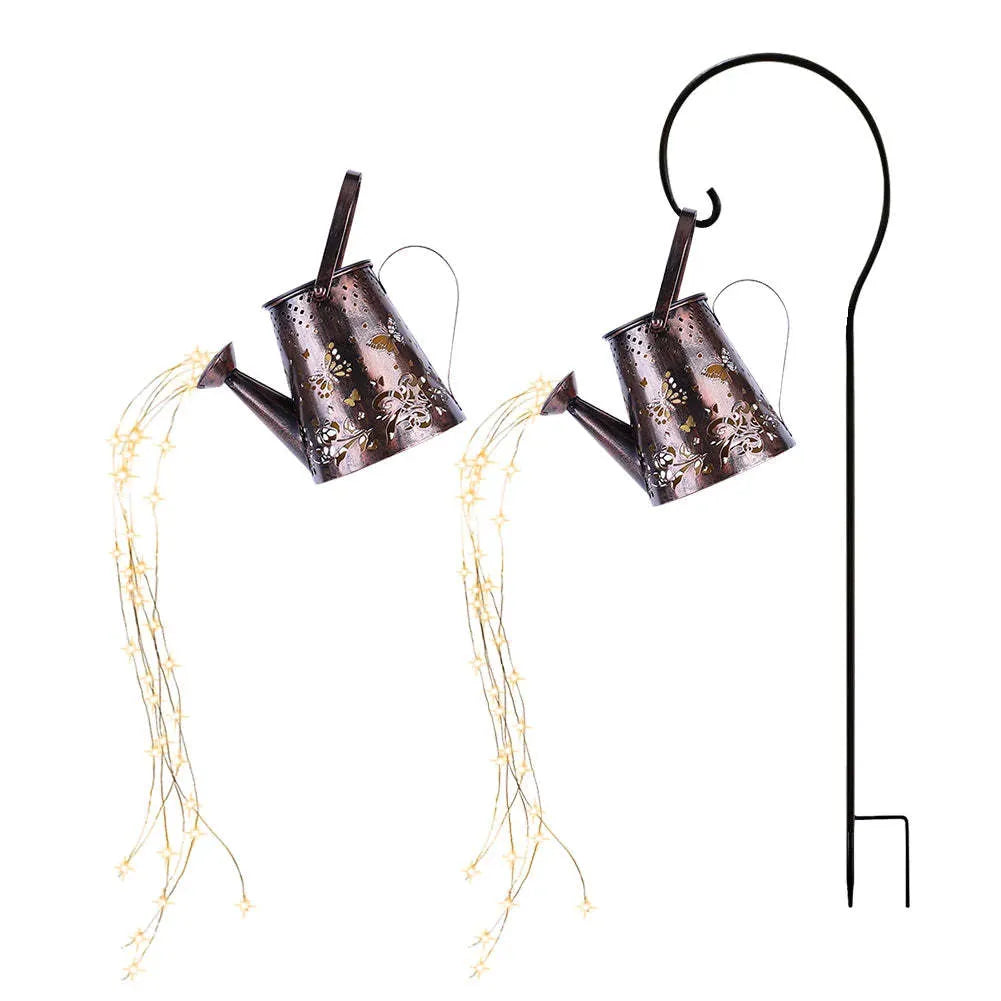 Solar garden lamp with butterfly pattern iron construction and warm white LED lighting