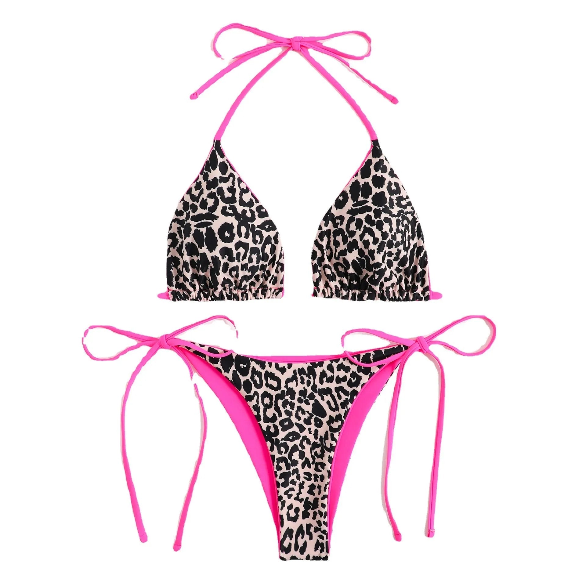 Women's triangle top bikini with lace-up details in various colours