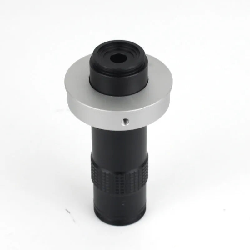Black industrial camera monocular lens with 0.1-1.3X magnification for inspection systems