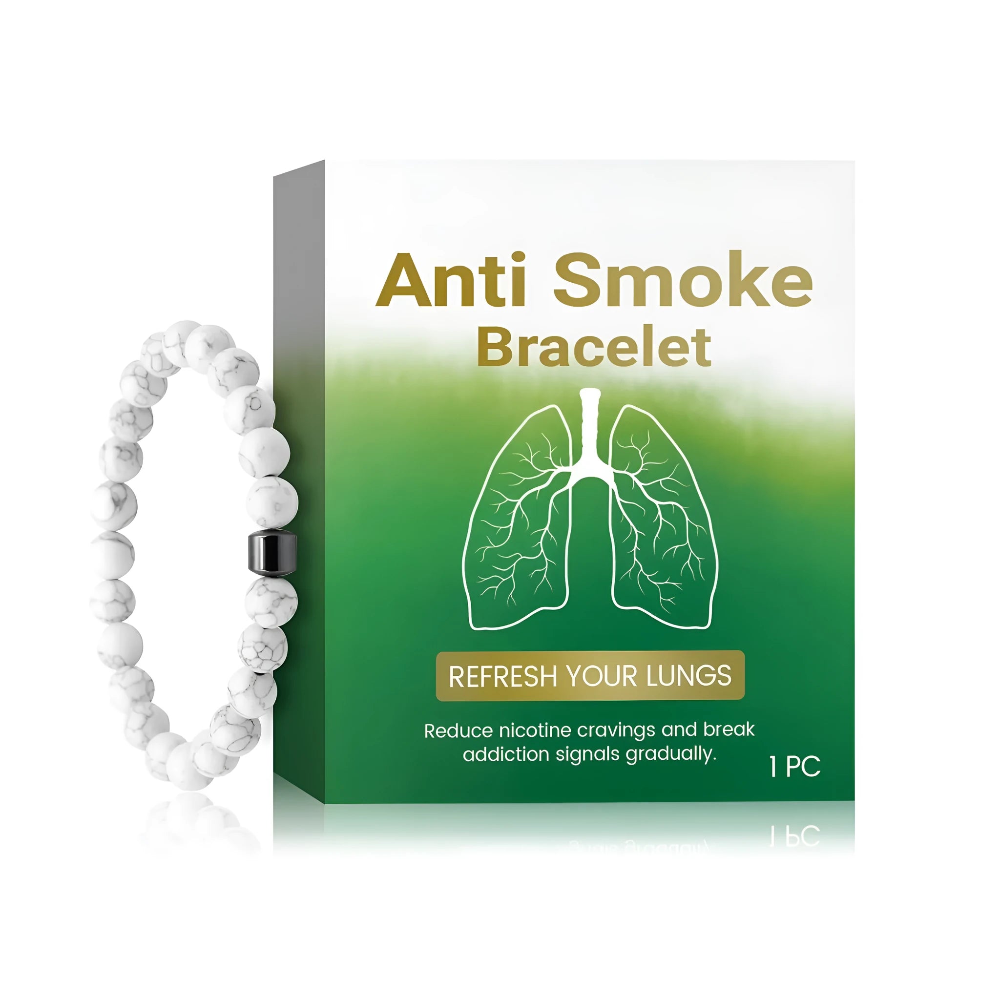 Women's synthetic turquoise bracelet with adjustable clasp for smoke prevention