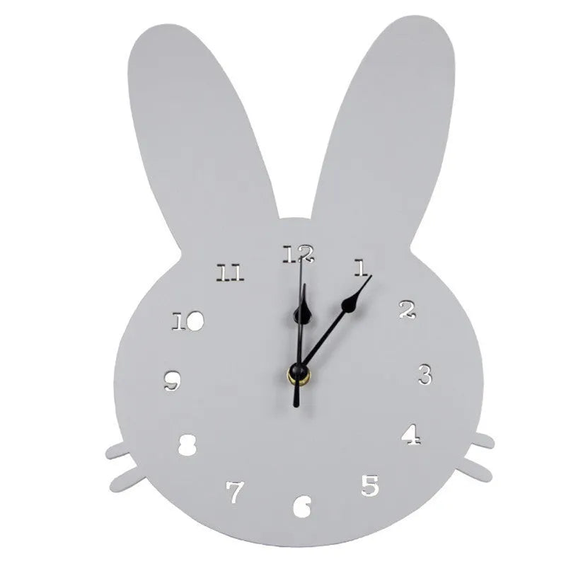 Cartoon wooden wall clock with alien and animal designs in multiple colours