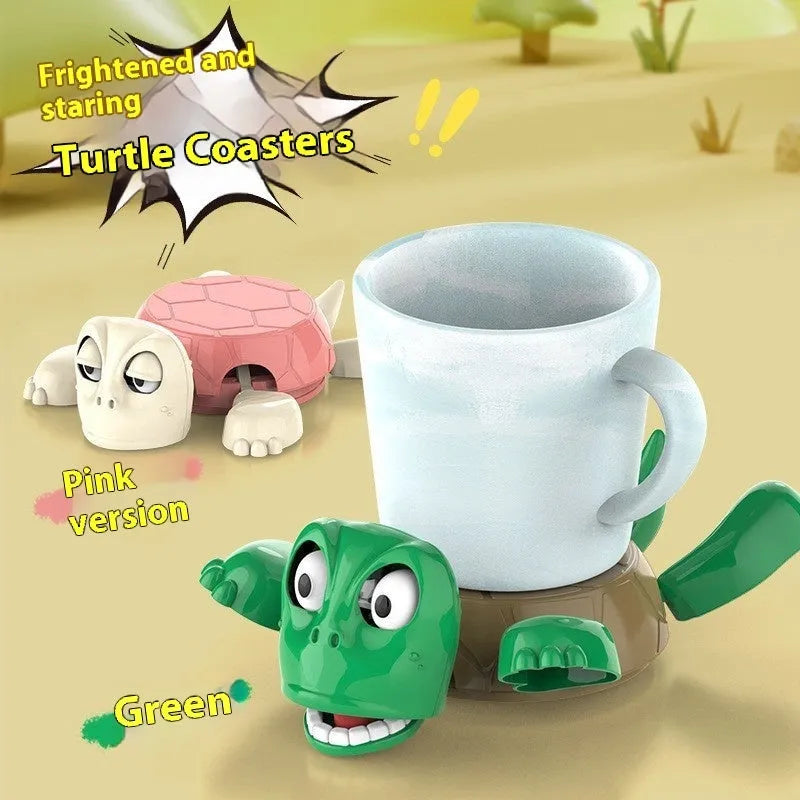 Turtle design ABS plastic coaster in light green for heat insulation and table protection.