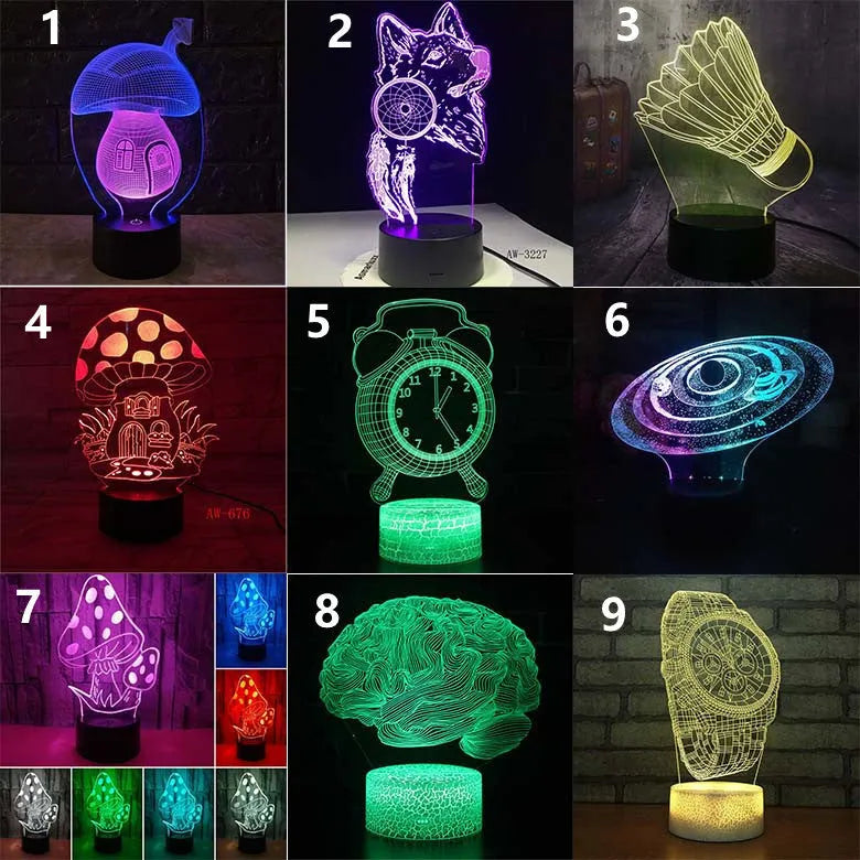 3D colourful touch remote control LED desk lamp with USB power supply for study rooms