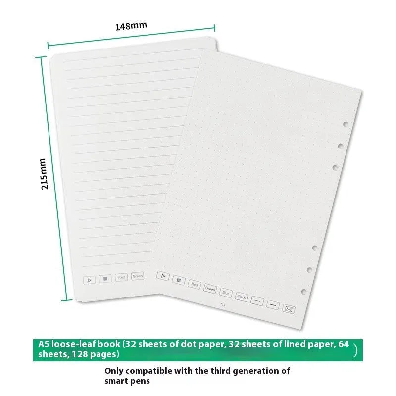 Loose spiral notebook paper core with 64 pages and 6-hole punch design with writing refills