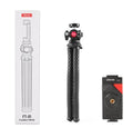 Black octopus leg mobile phone tripod gimbal set with phone clip attached, FT-01 model.