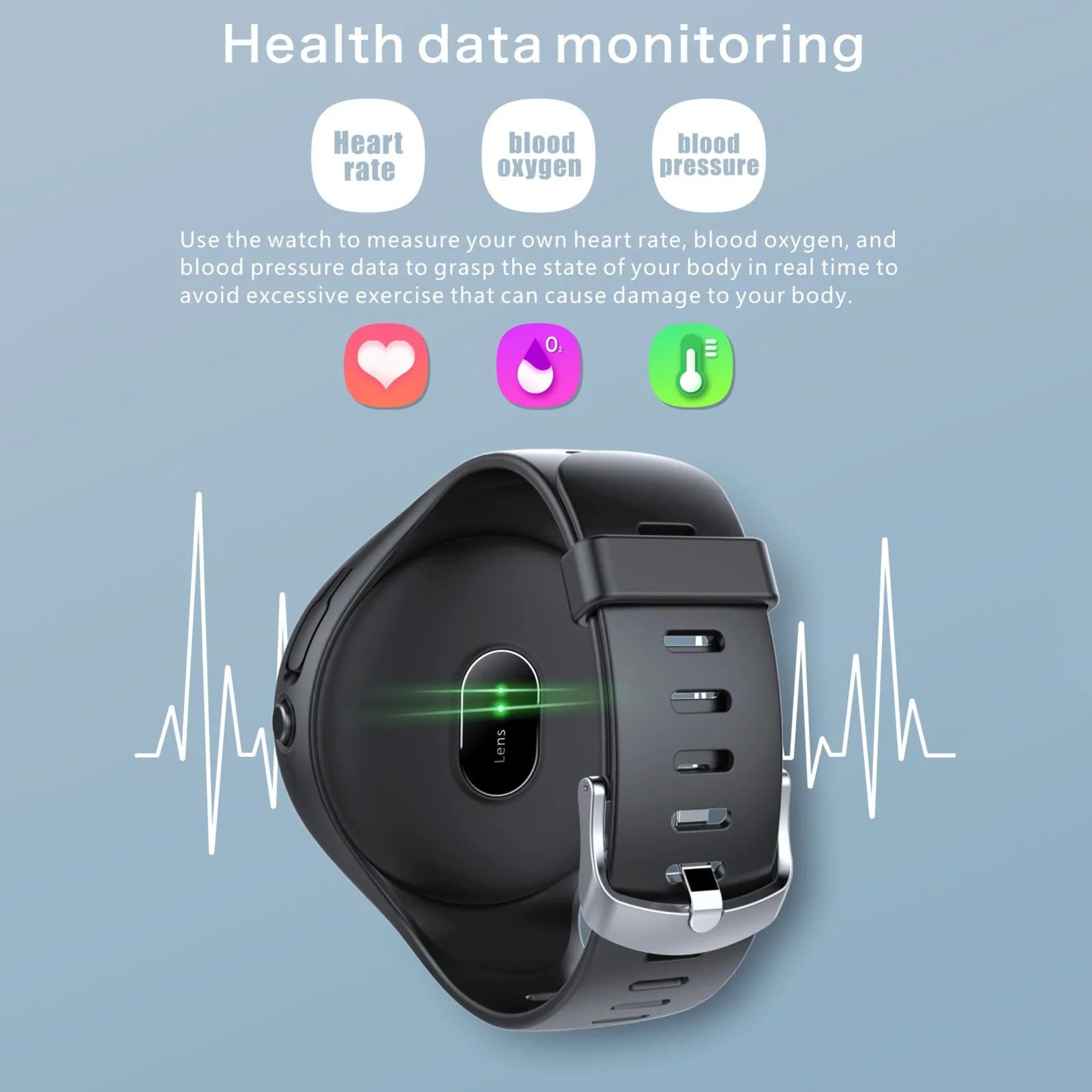 Black smart fitness bracelet with detachable TWS Bluetooth earbuds on a wrist, showing a colour screen display.