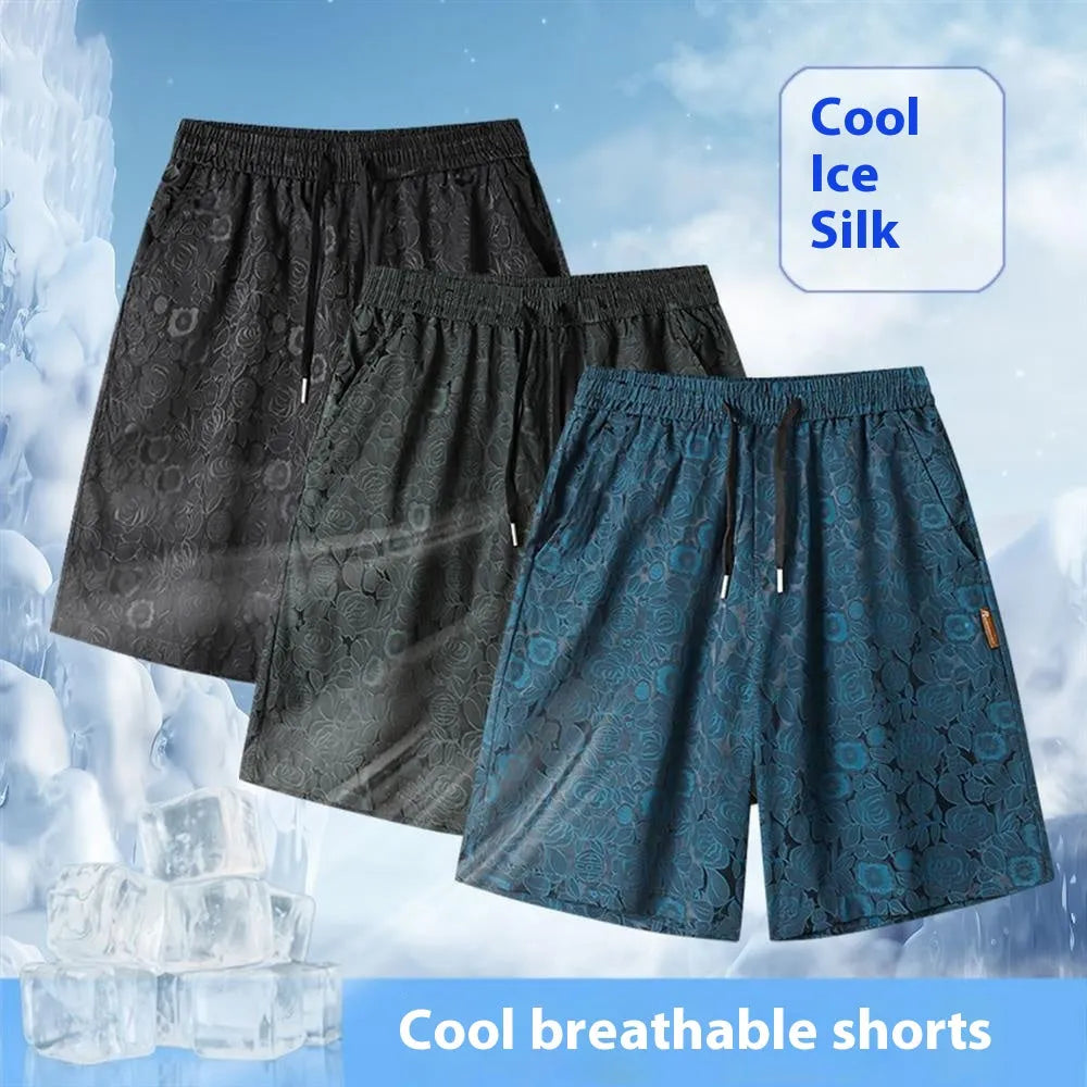 Men's straight quick-drying polyester shorts in blue, green, brown, black, sizes M to 5XL