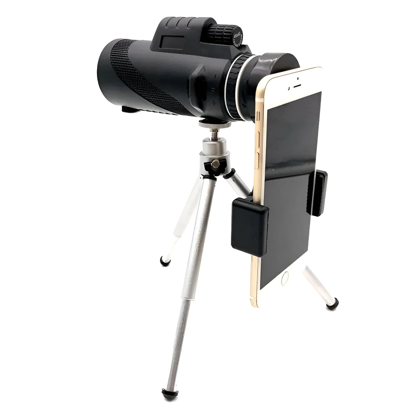 Black HD 40x60 monocular telescope for mobile phone attachment with 40x magnification