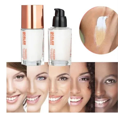 Liquid foundation in White shade with colour-changing technology for warm skin tones