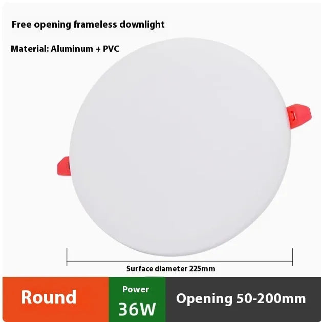 Ultra-thin circular and square LED panel lights with an adjustable mounting bracket.